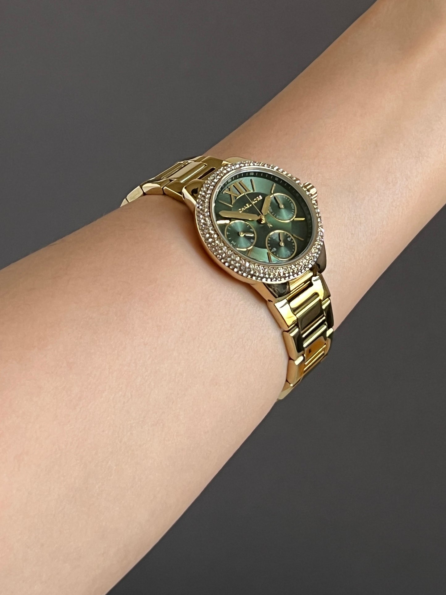 Michael Kors Women’s Camille Quartz Gold-Tone Green Dial Watch