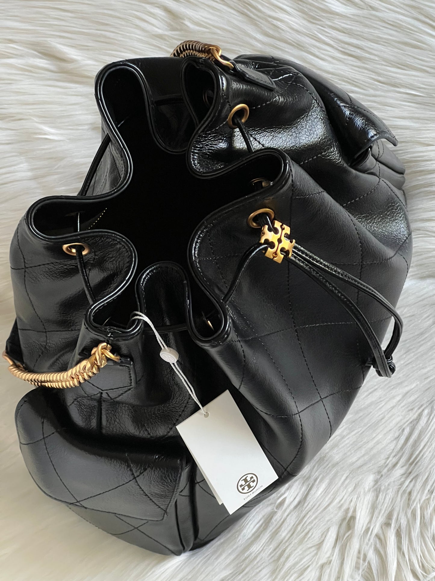 Tory Burch Charlie Large Quilted Drawstring Shoulder Bag
