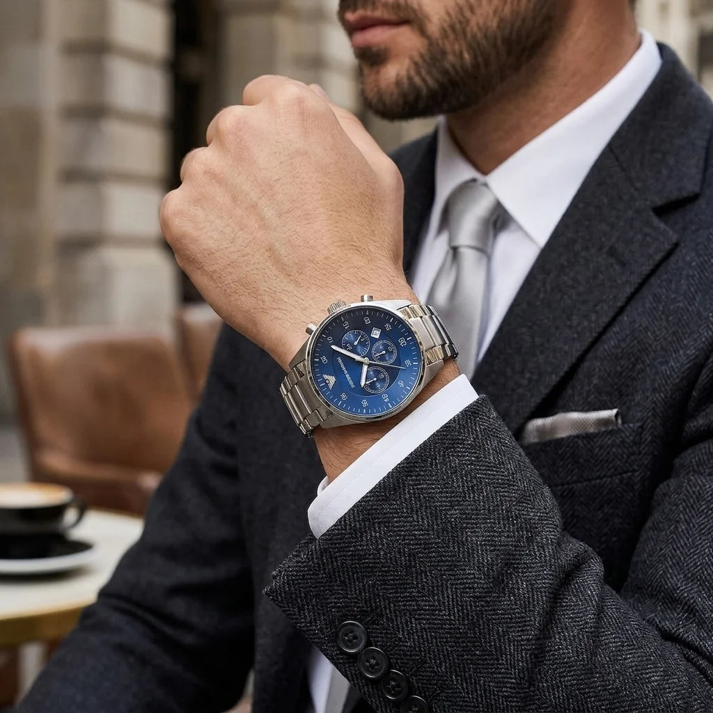 Emporio Armani Men’s Sport Steel Blue Dial Chronograph Watch