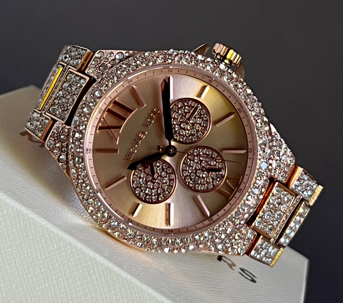 Michael Kors Oversized Camille Pavé Rose Gold-Tone Watch