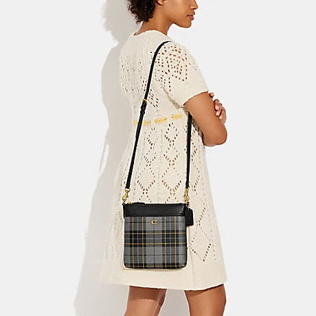 Coach Boxed Kitt Messenger Crossbody Bag with Plaid Print