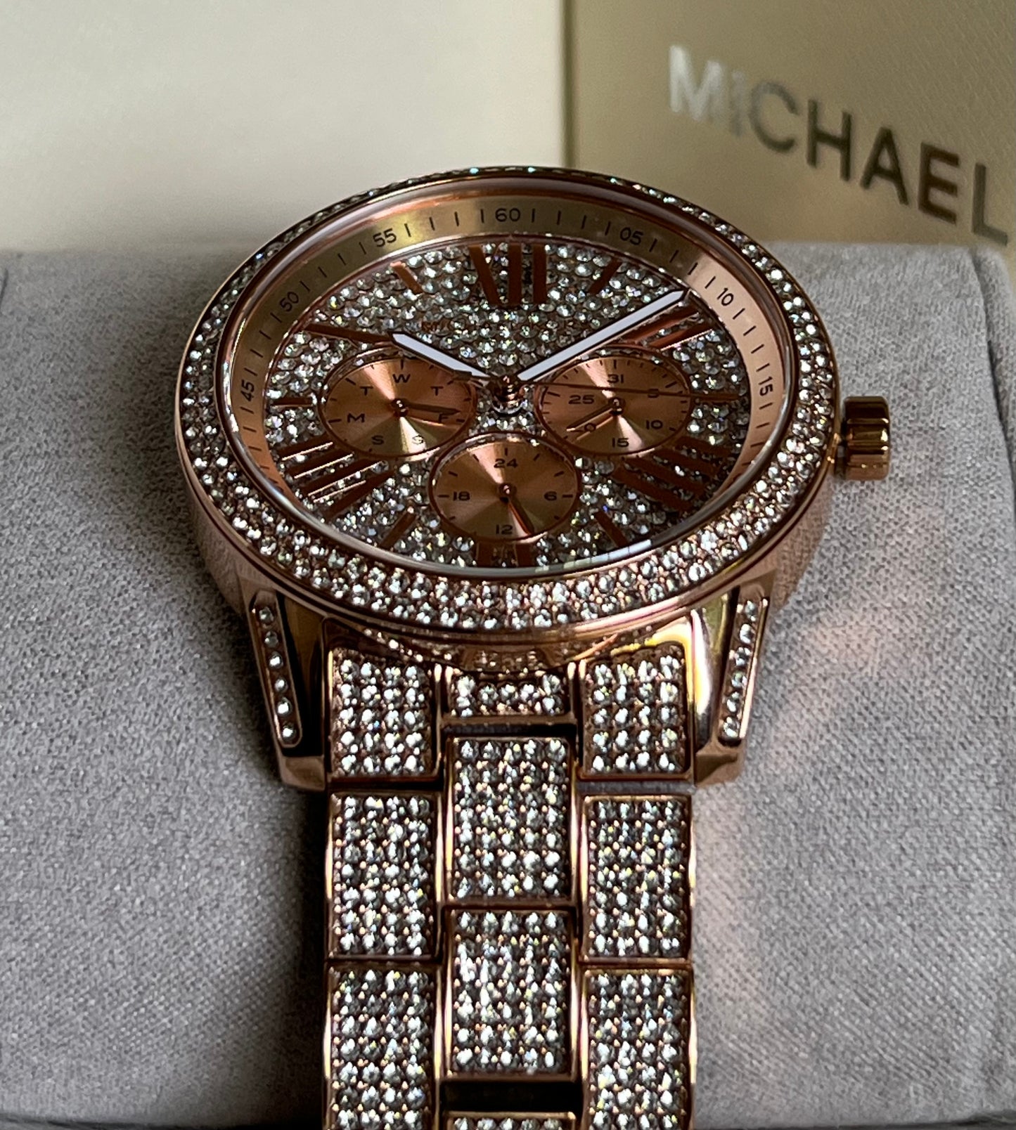 Michael Kors Bradshaw Rose Gold Pave Glitz Crystal Watch