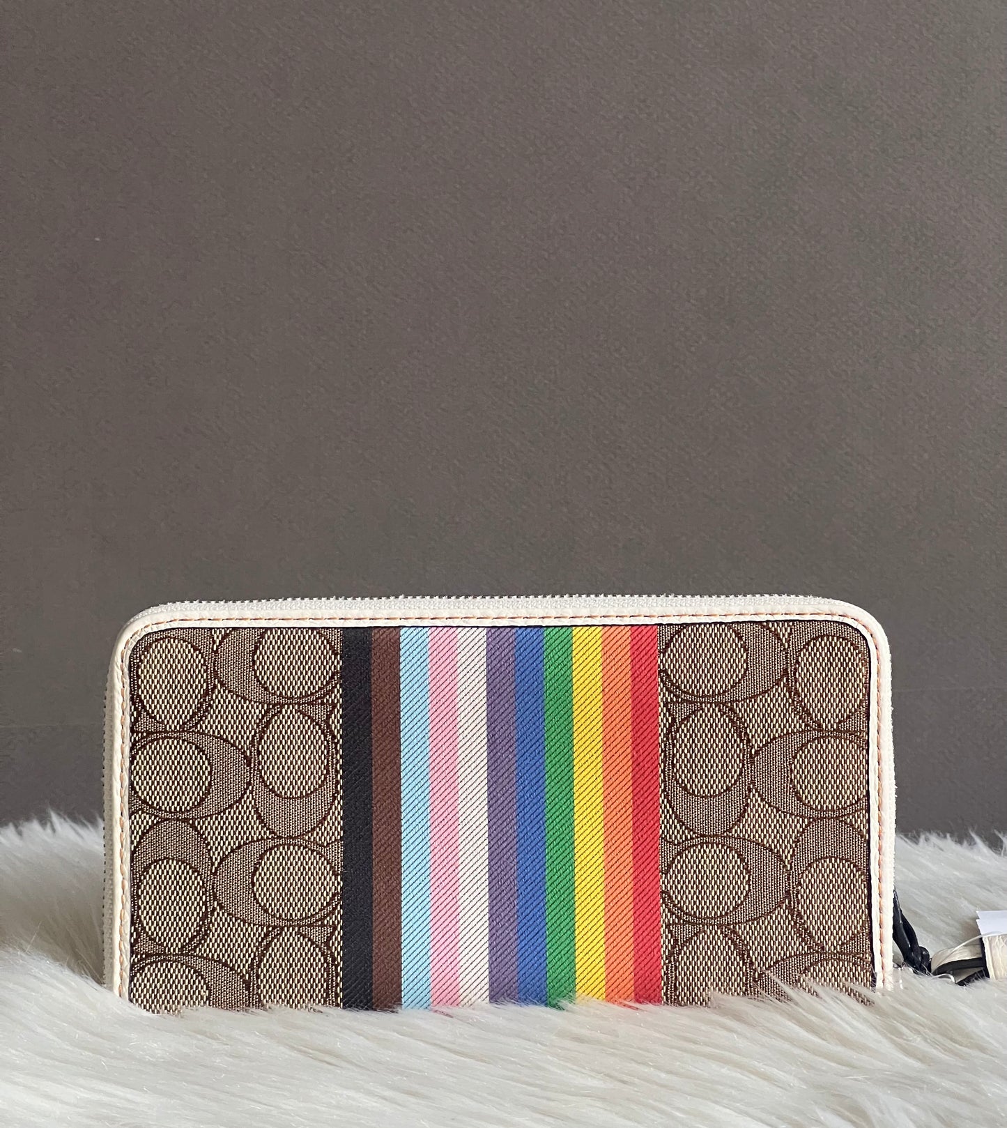 Coach Dempsey Large Phone Wallet in Signature Jacquard Rainbow Stripe