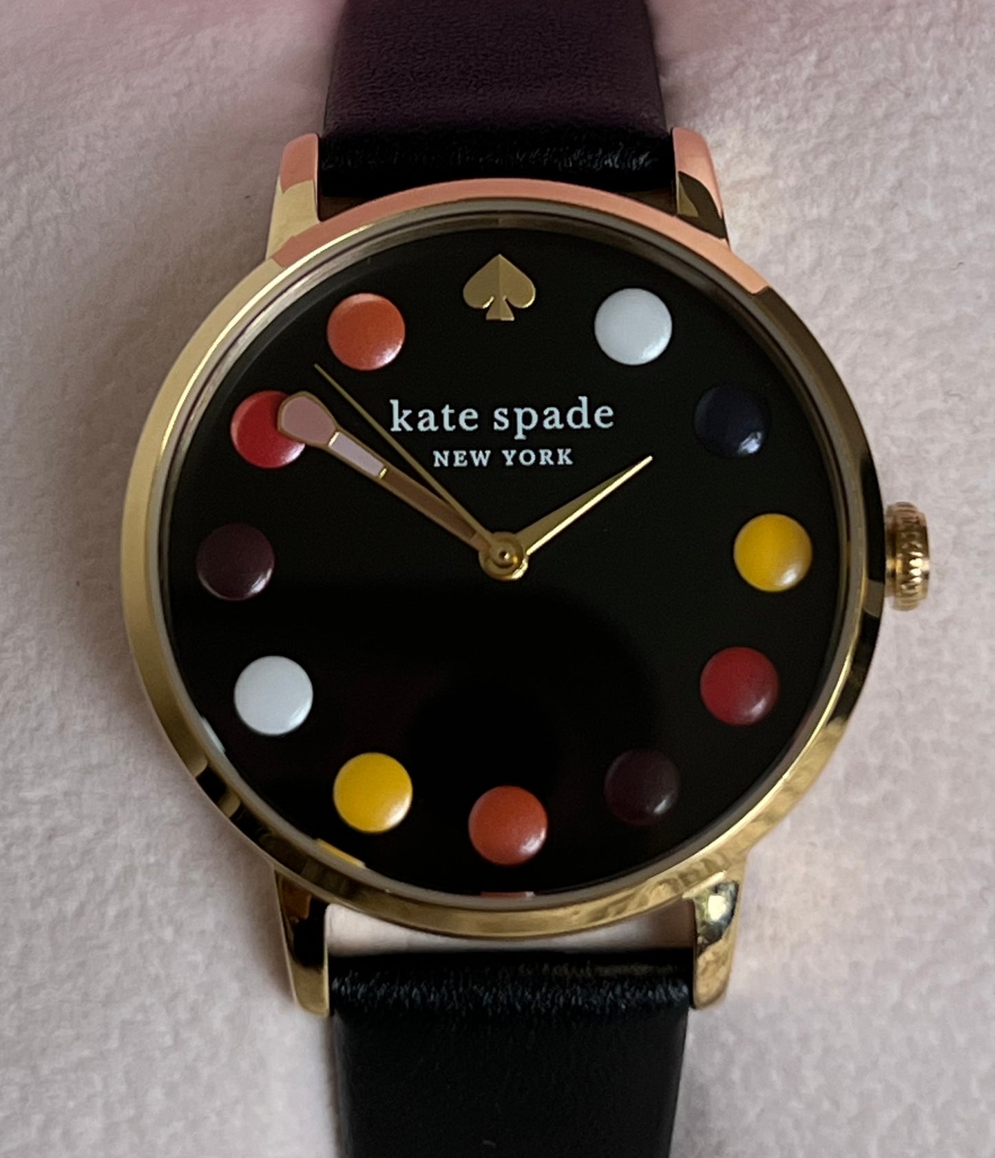 Kate Spade Metro Dot Black Leather Watch