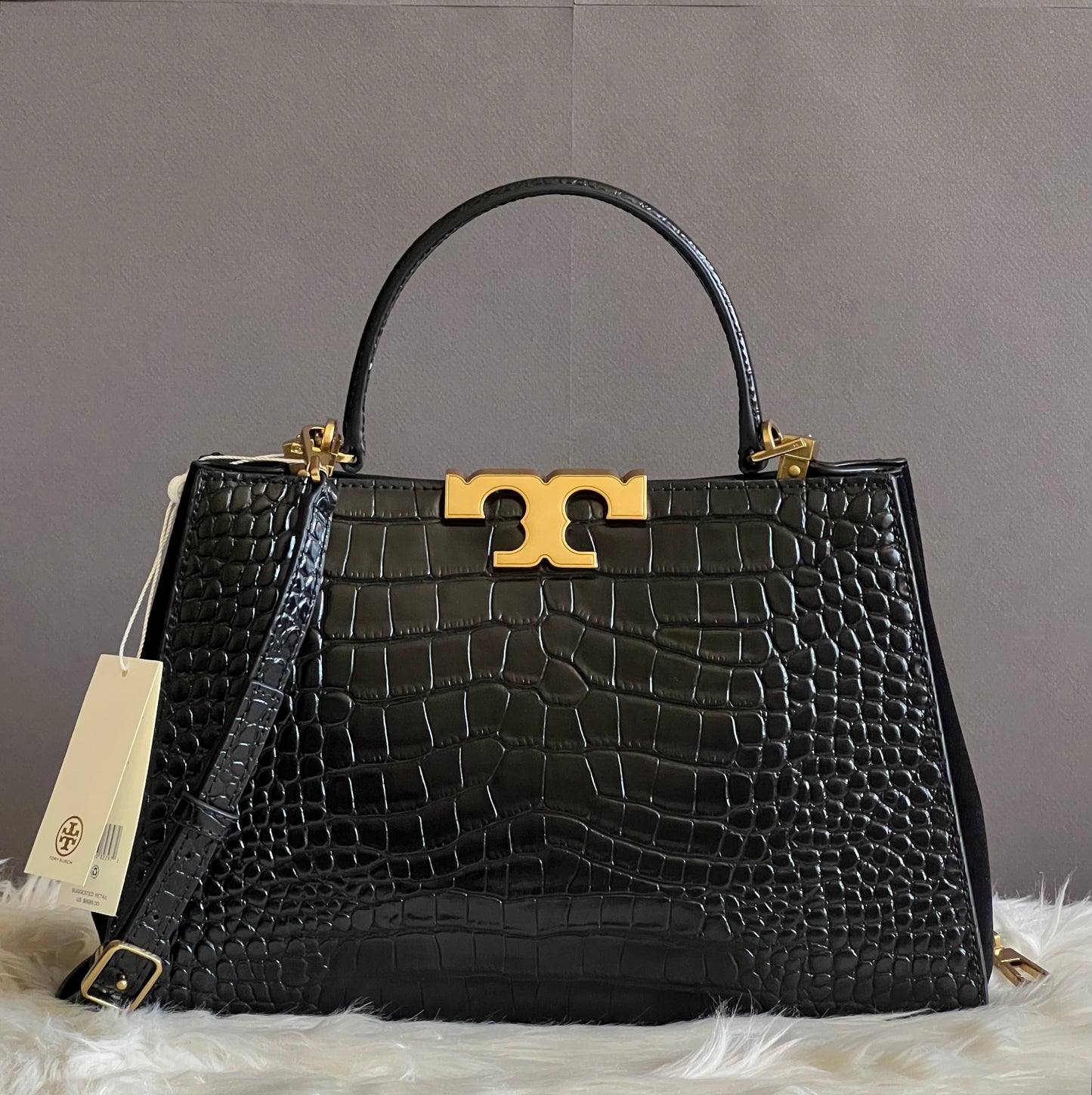 Tory Burch Eleanor Croc Embossed Satchel