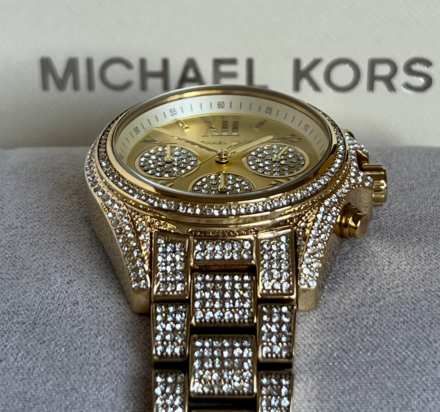 Michael Kors Women’s Mini Bradshaw Gold Dial Crystal Pavé Watch