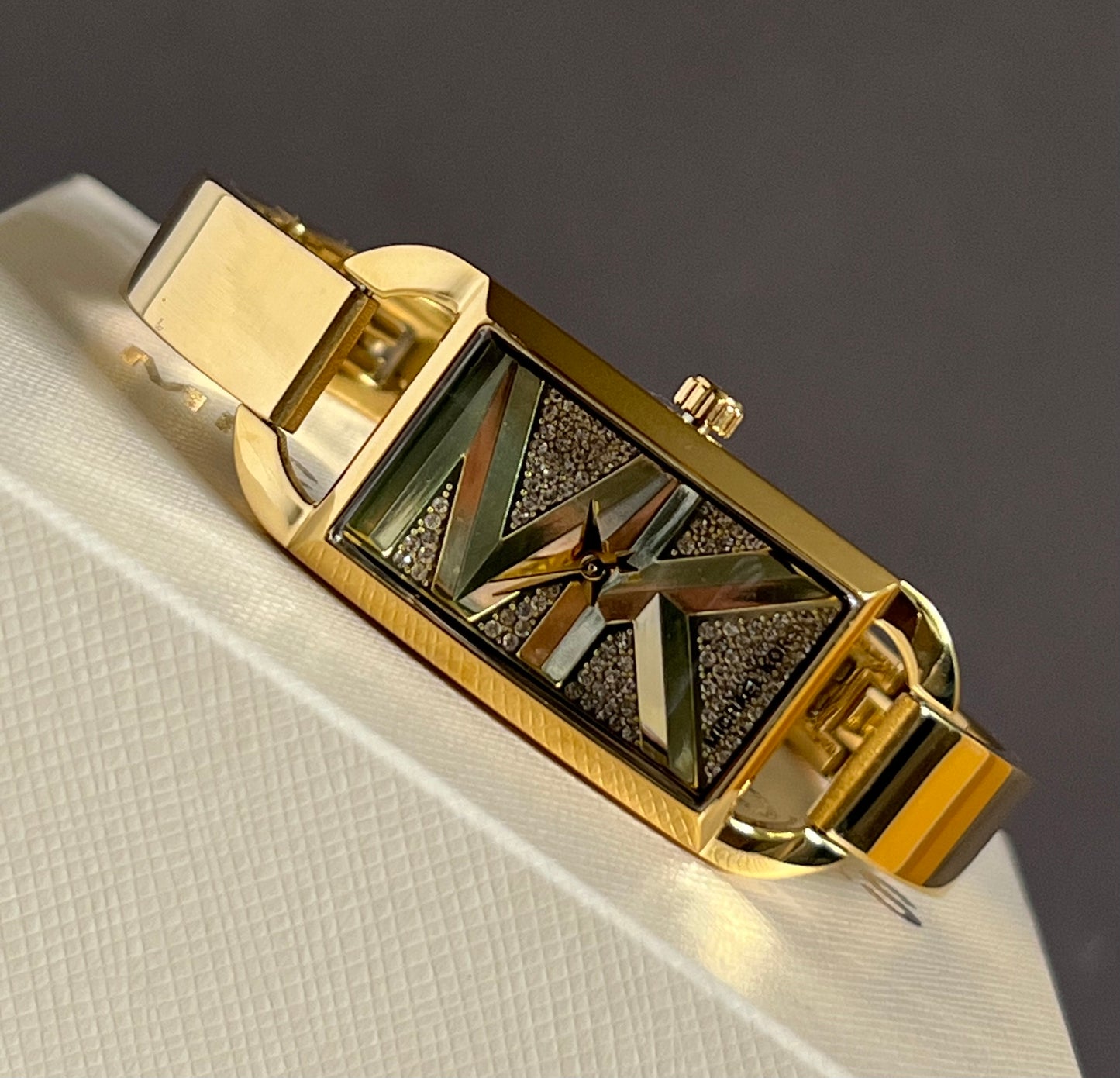 Michael Kors Women’s Mini Empire Pavé Gold-Tone Bangle Watch