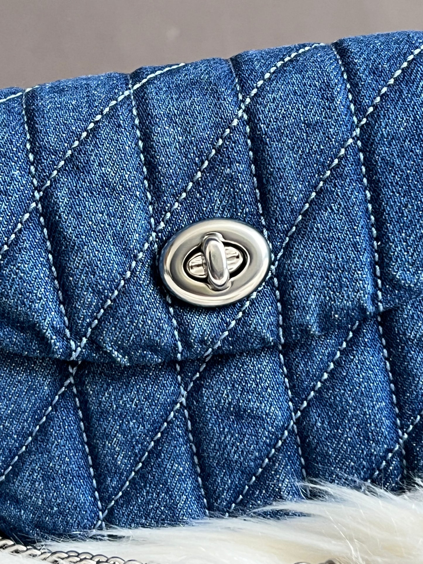Coach Denim Quilted Turnlock Card Case