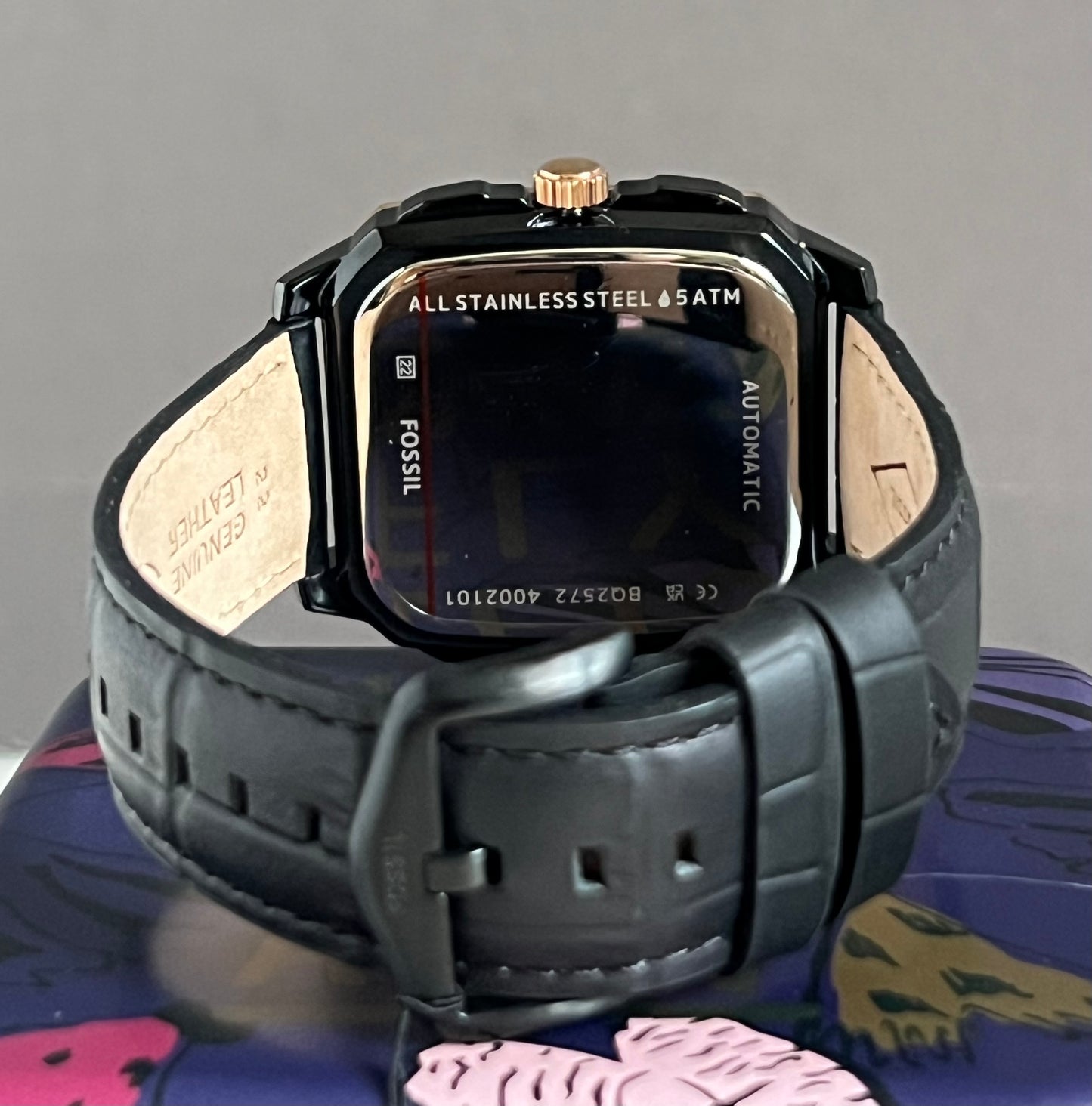 Fossil Men’s Inscription Automatic Leather Strap Watch