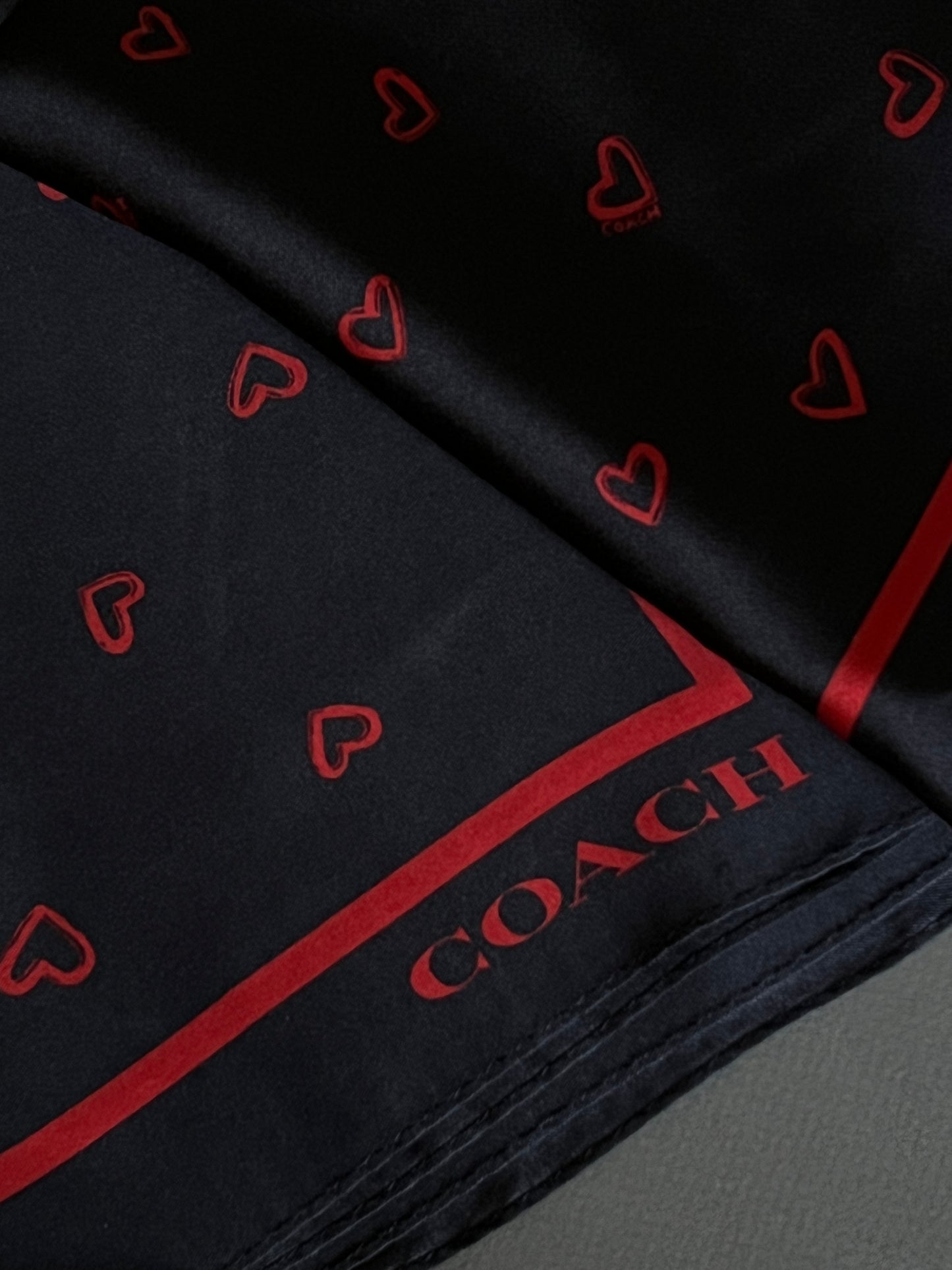 Coach Hearts Print Silk Square Scarf