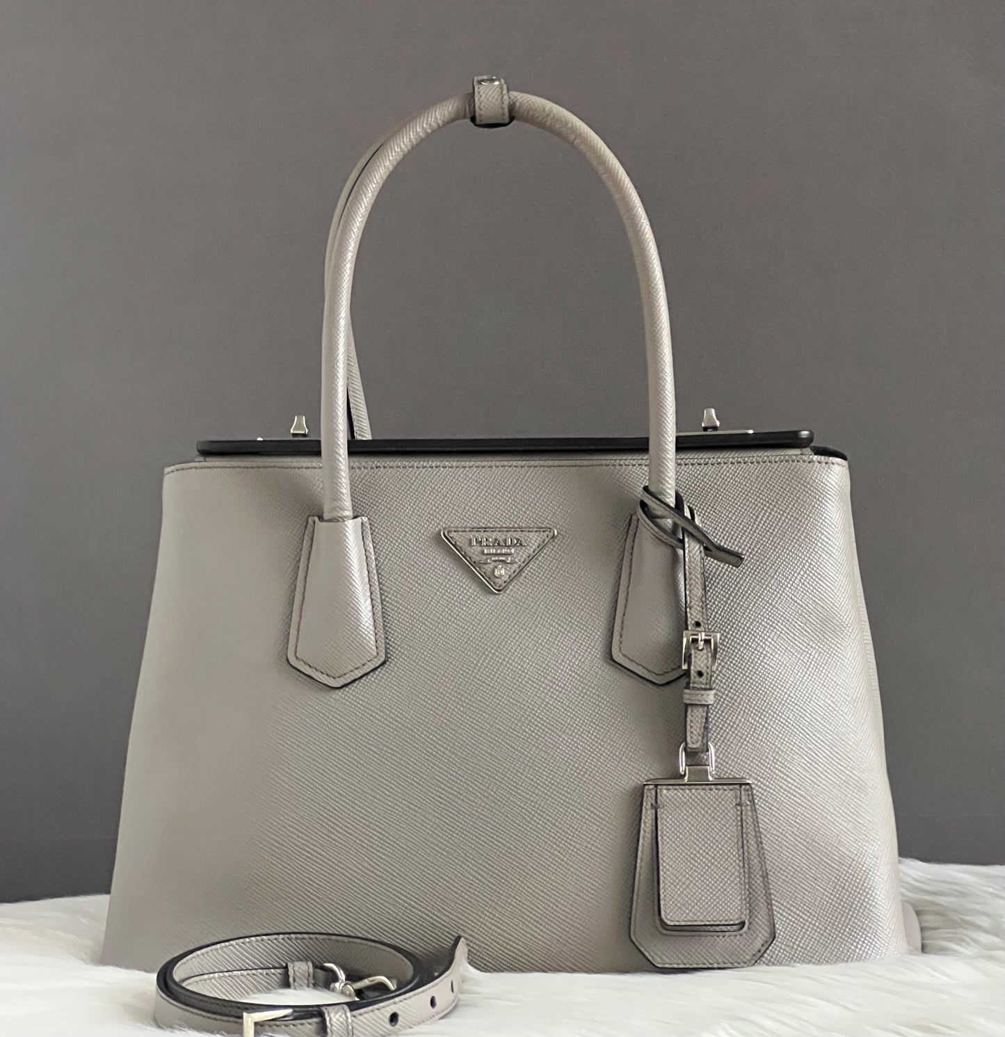 Prada Saffiano Cuir Turn-Lock Twin Satche