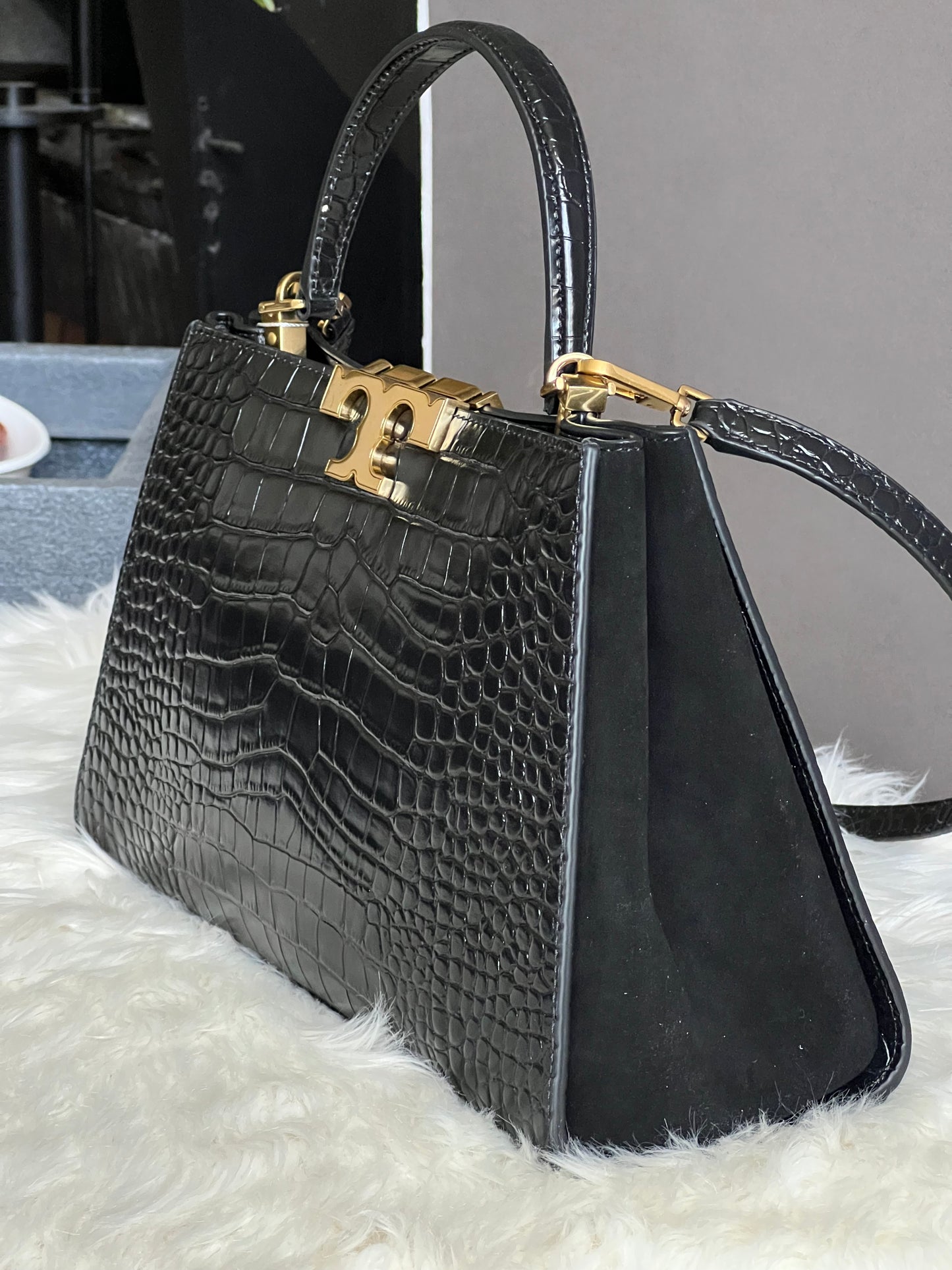 Tory Burch Eleanor Croc Embossed Satchel