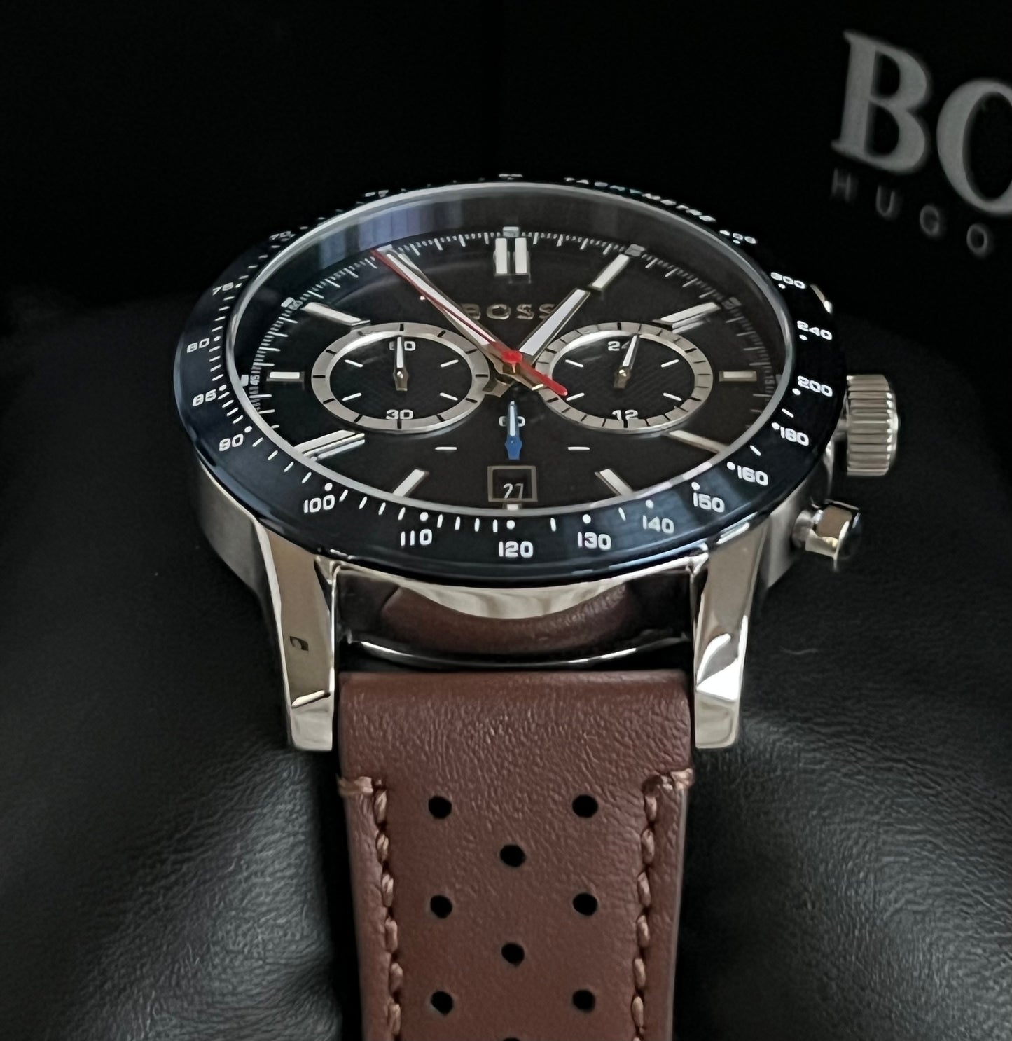 Hugo Boss Men’s Allure Chronograph Leather Strap Watch