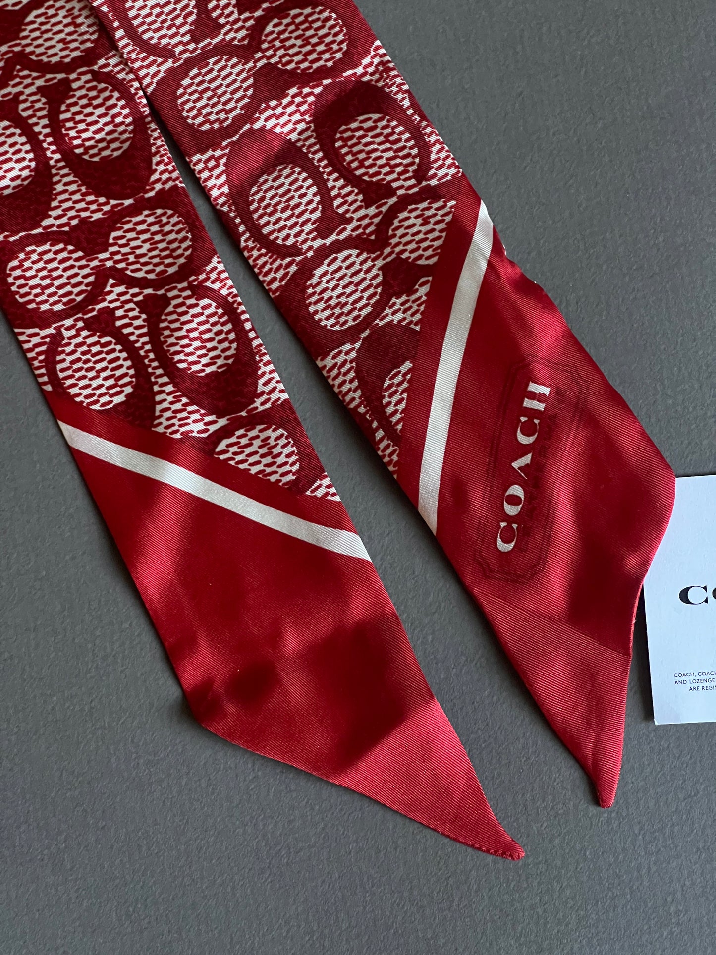 Coach Vintage Signature Print Silk Skinny Scarf