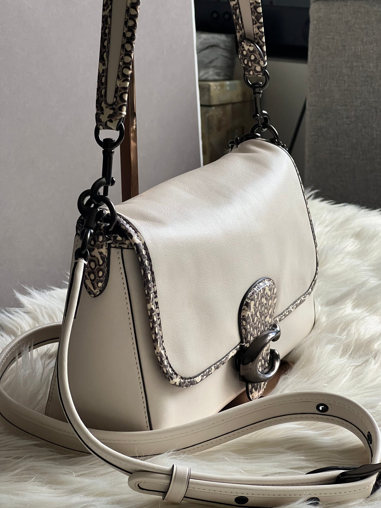 Coach Soft Tabby Shoulder Bag with Snakeskin Detail