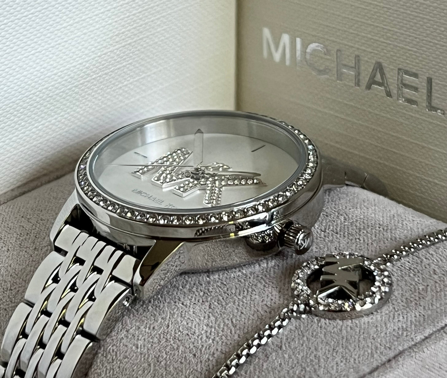 Michael Kors Women’s Three-Hand Stainless Steel Watch and Slider Bracelet Set