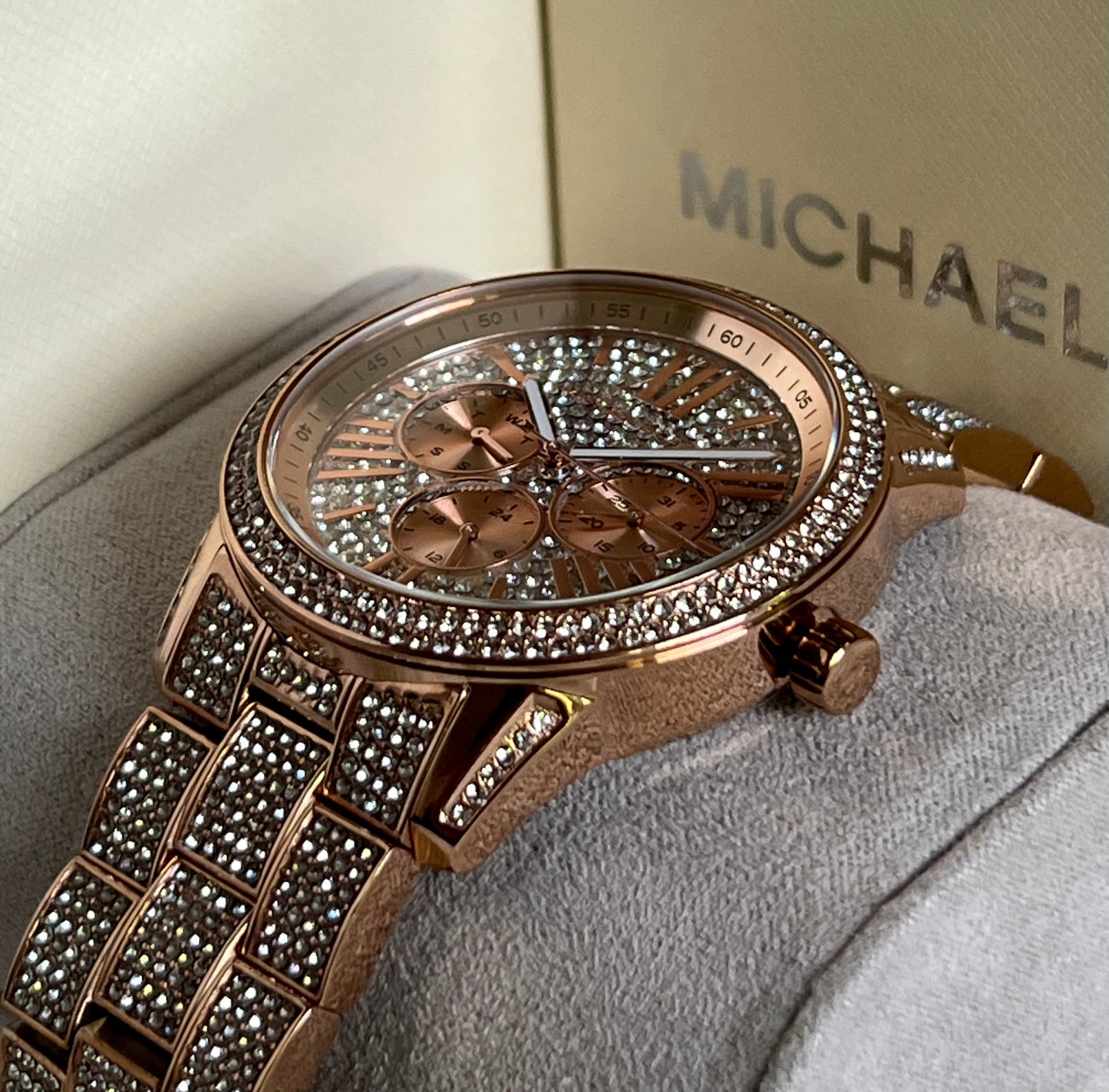Michael Kors Bradshaw Rose Gold Pave Glitz Crystal Watch