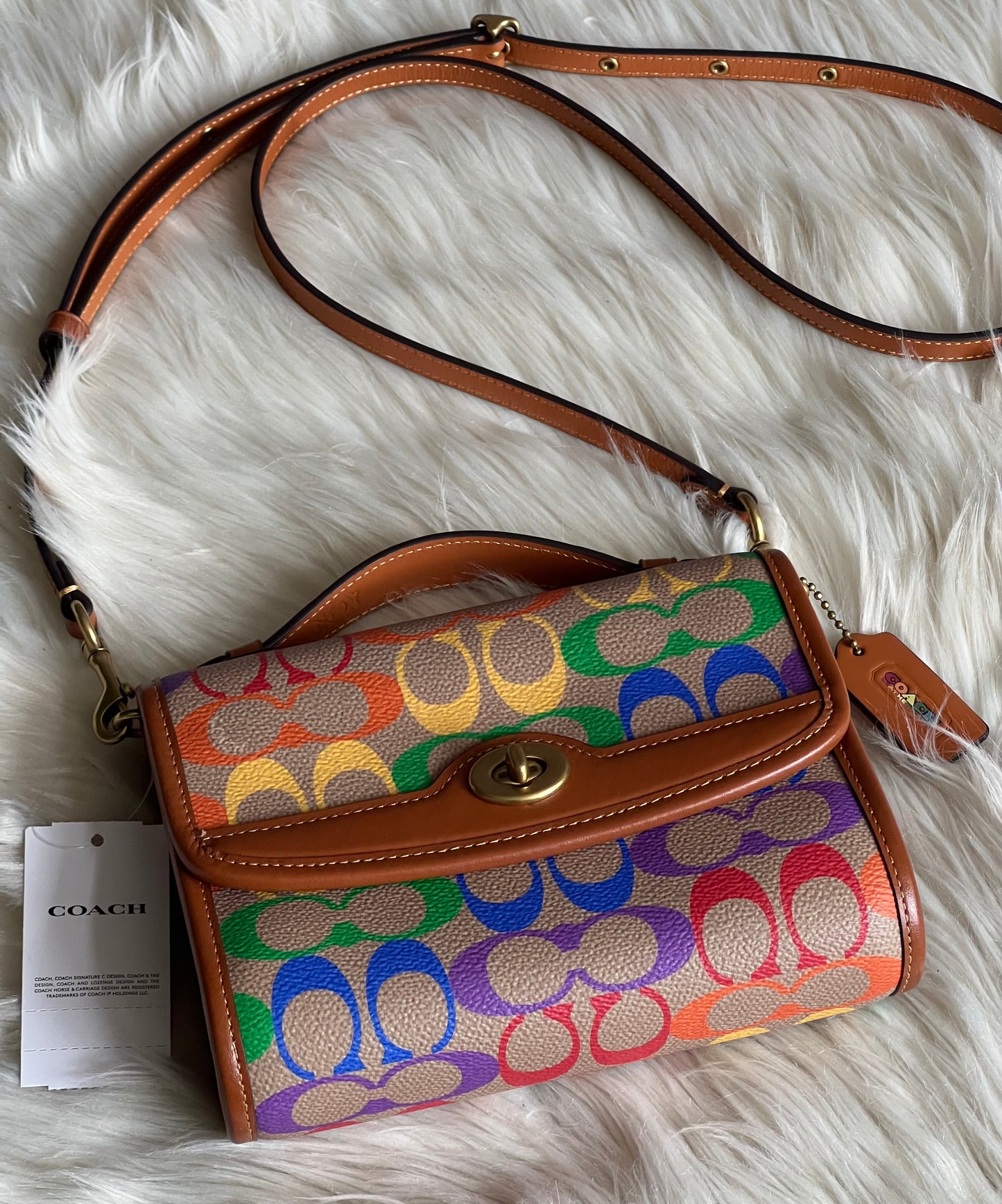 Coach Kip Turnlock Crossbody in Rainbow Signature Canvas
