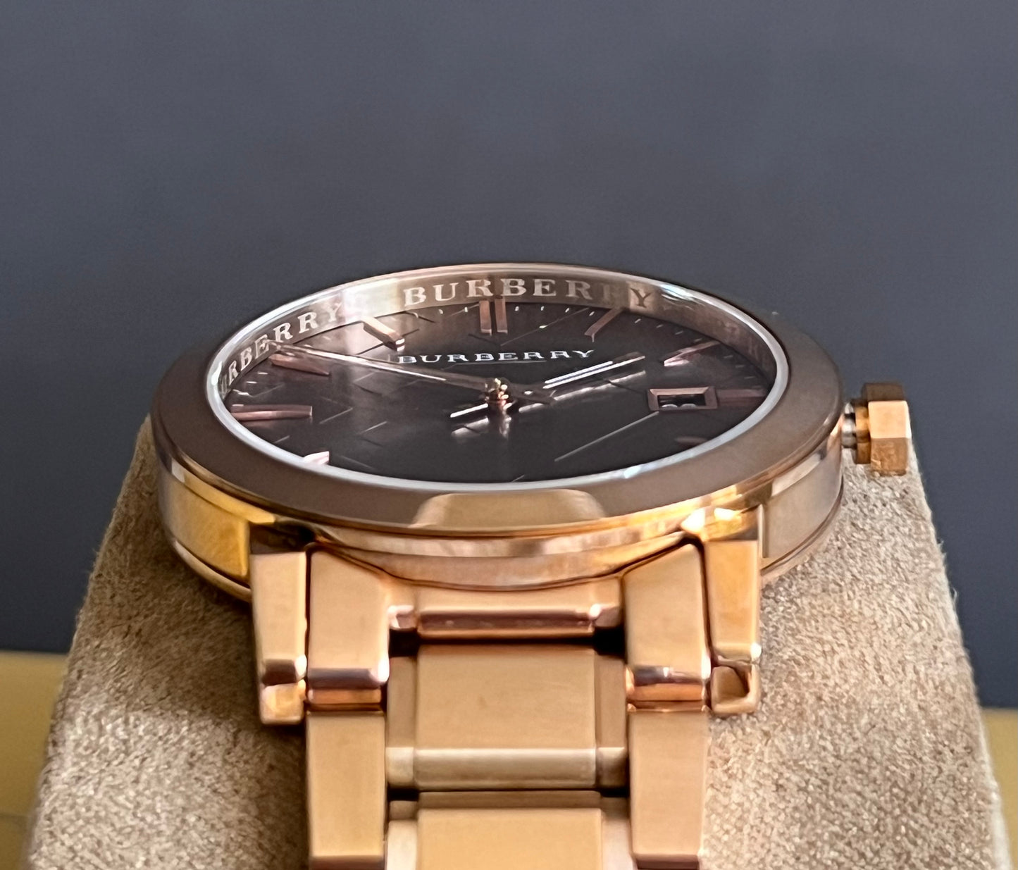 Burberry Women’s The City Large Check Rose Gold-Tone Stainless Steel Watch