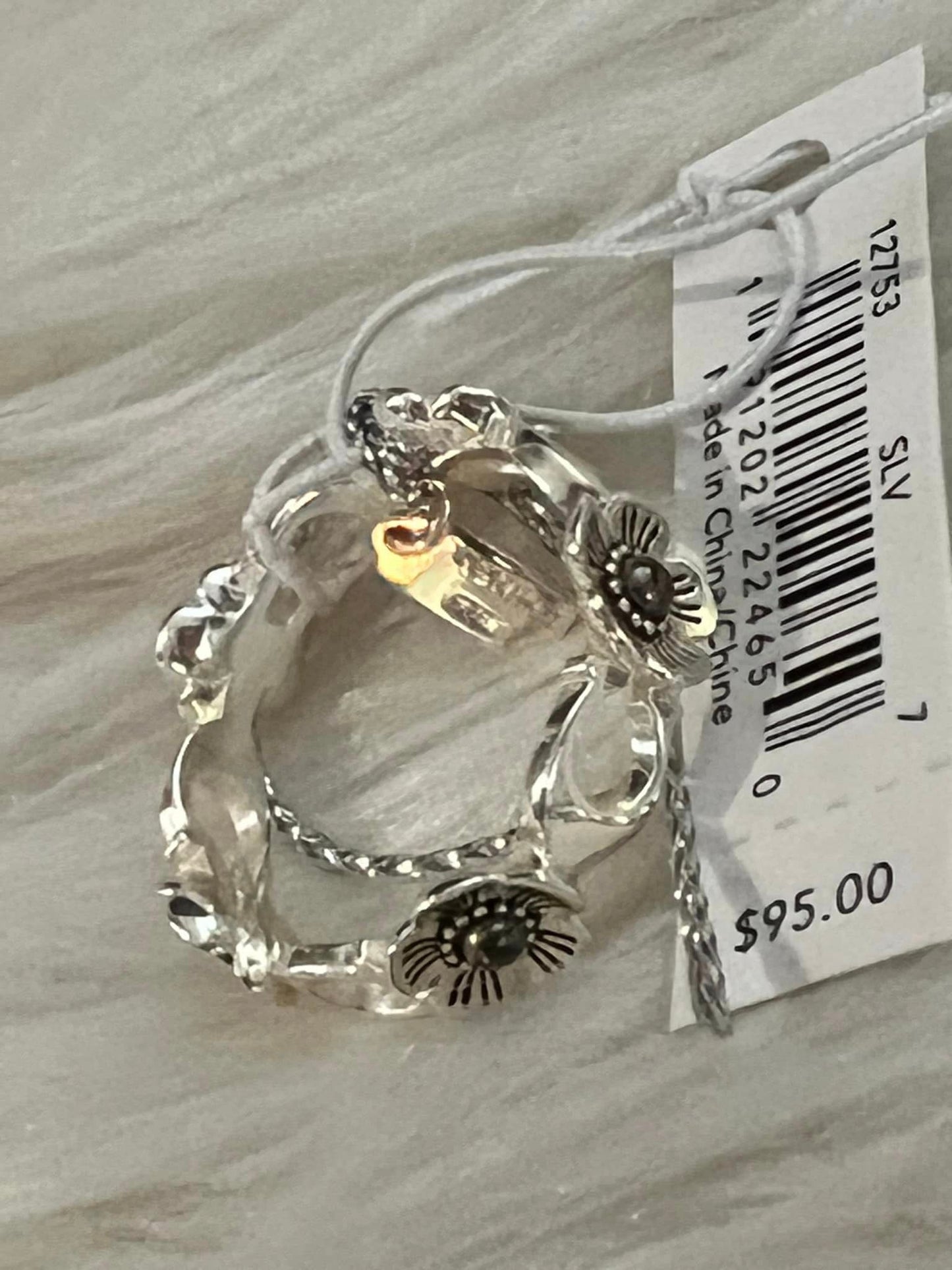 Coach Sterling Silver Tea Rose Ring