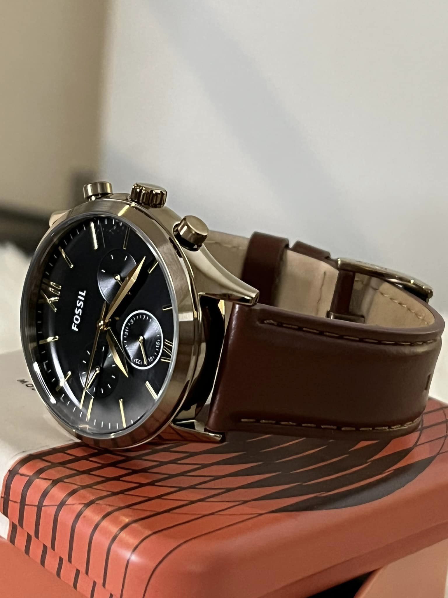 Fenmore midsize multifunction navy leather online watch