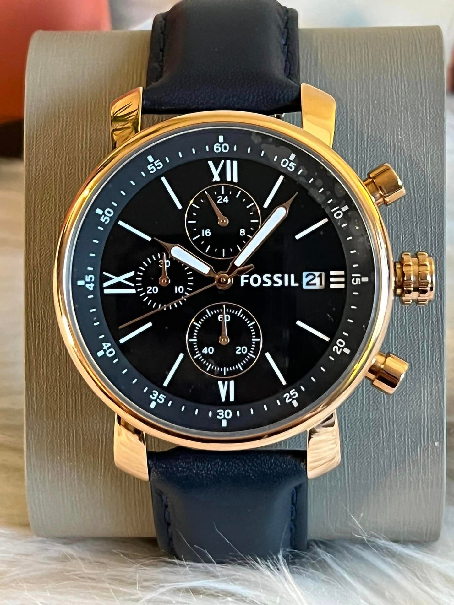 Fossil Men’s Rhett Chronograph Navy Leather