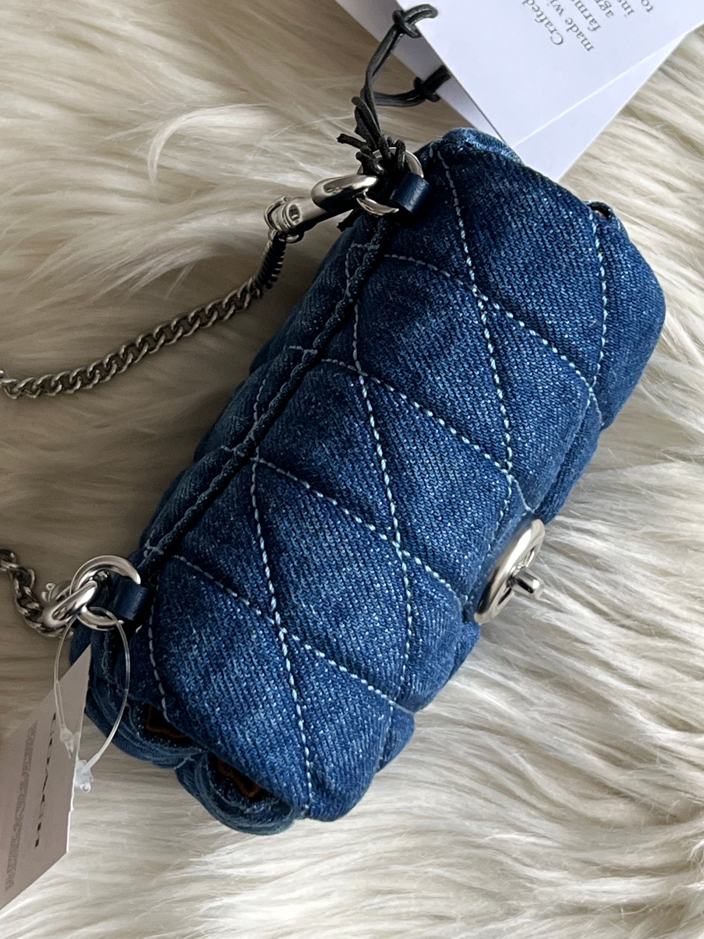Coach Denim Quilted Turnlock Card Case