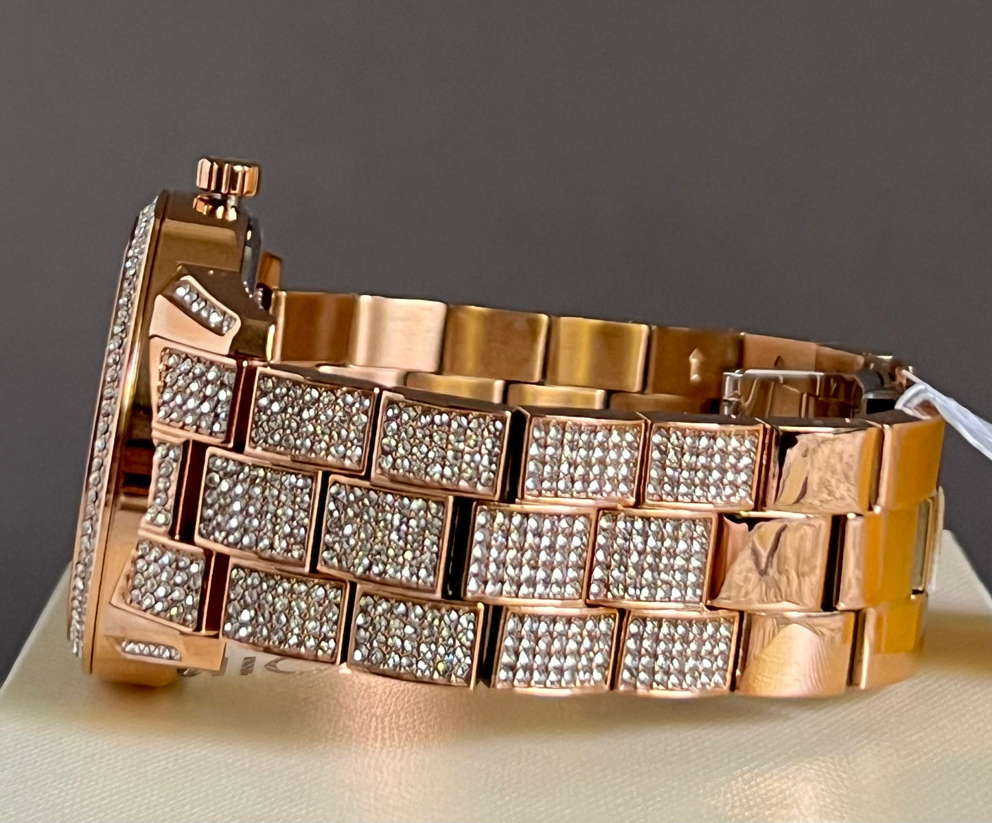 Michael Kors Bradshaw Rose Gold Pave Glitz Crystal Watch