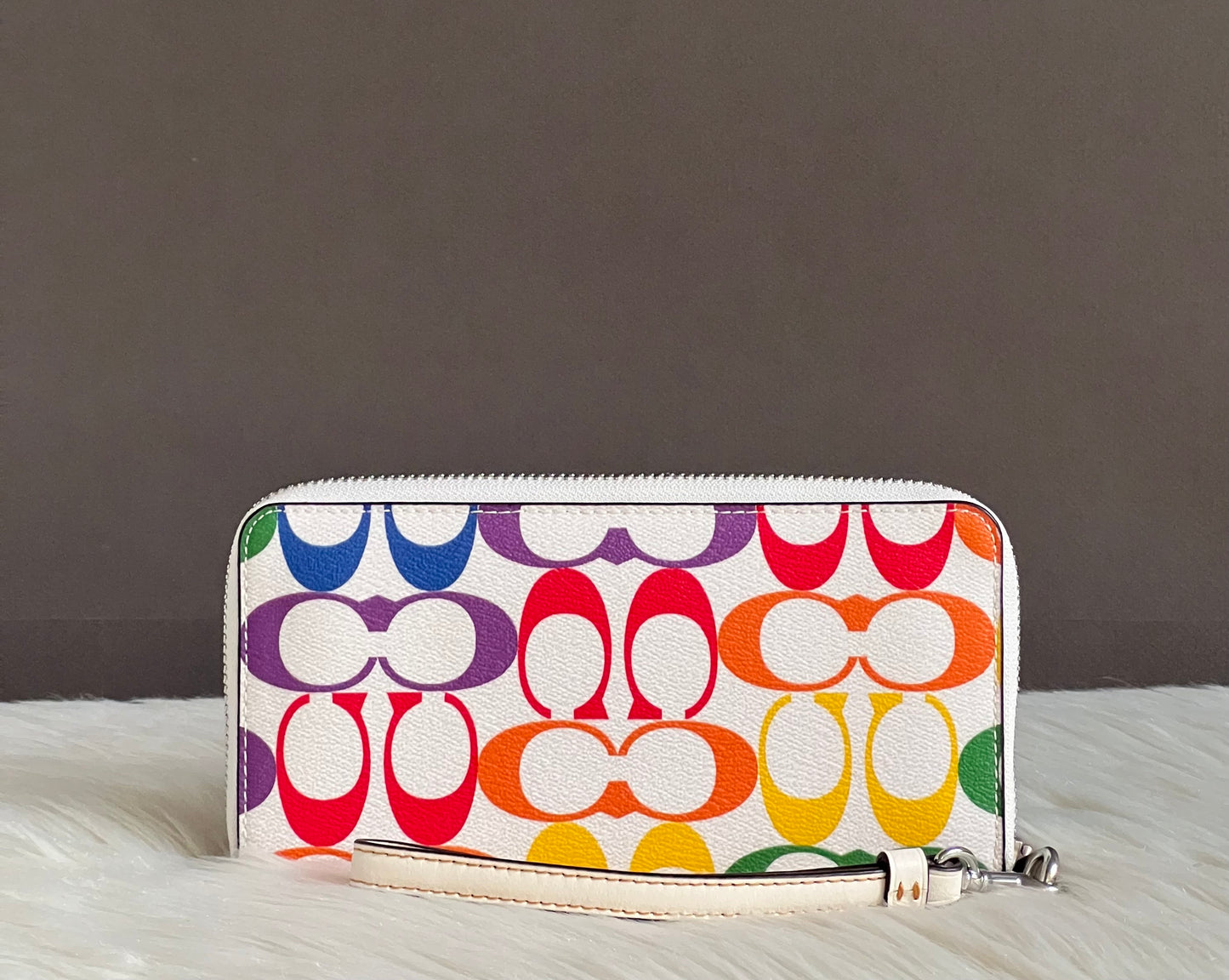Coach Rainbow Signature Long Zip Around Wallet