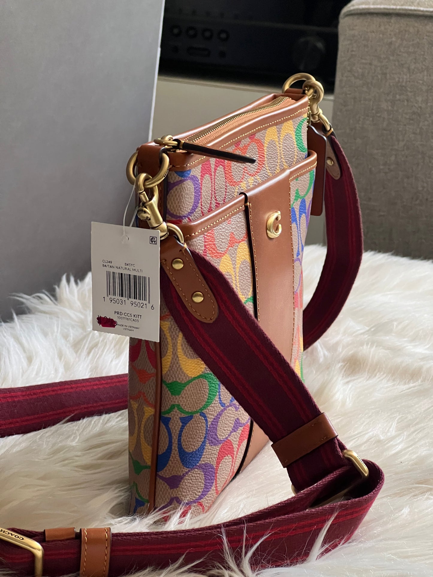 Coach Kitt Messenger Crossbody Bag in Rainbow Signature Canvas