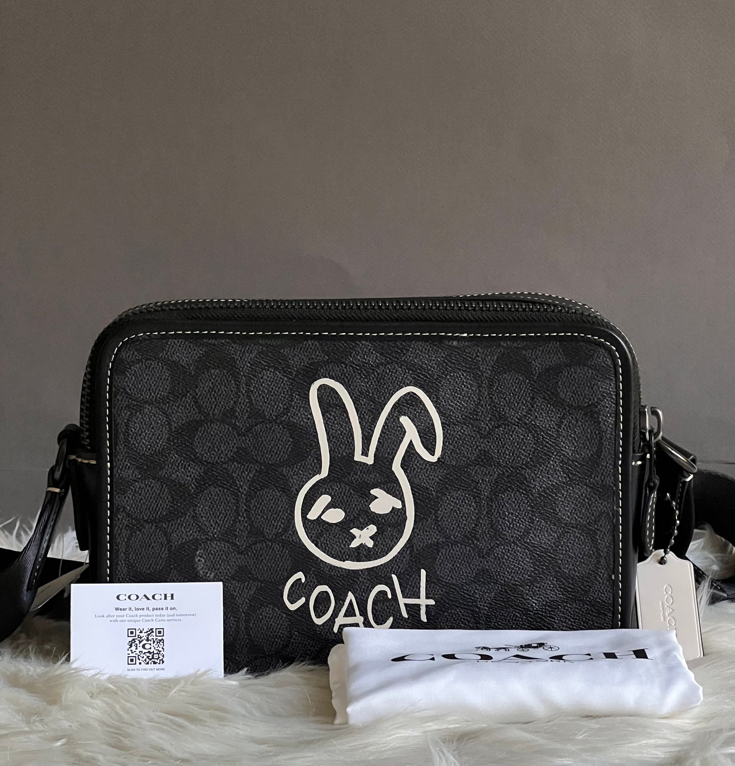 Coach Lunar New Year Charter Crossbody 24 in Signature Canvas with Rabbit