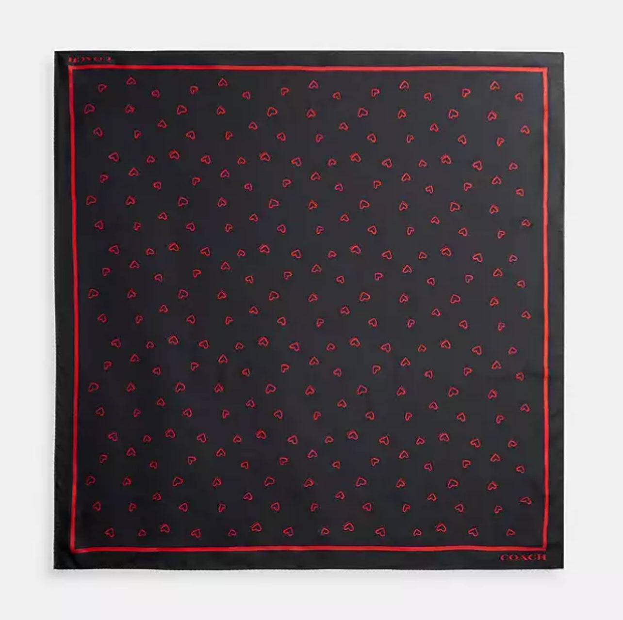 Coach Hearts Print Silk Square Scarf