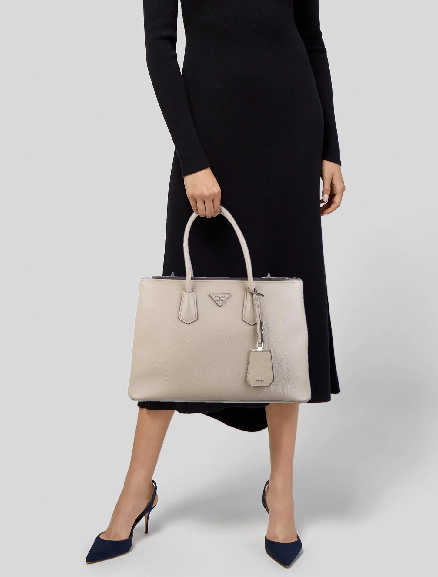 Prada Saffiano Cuir Turn-Lock Twin Satche