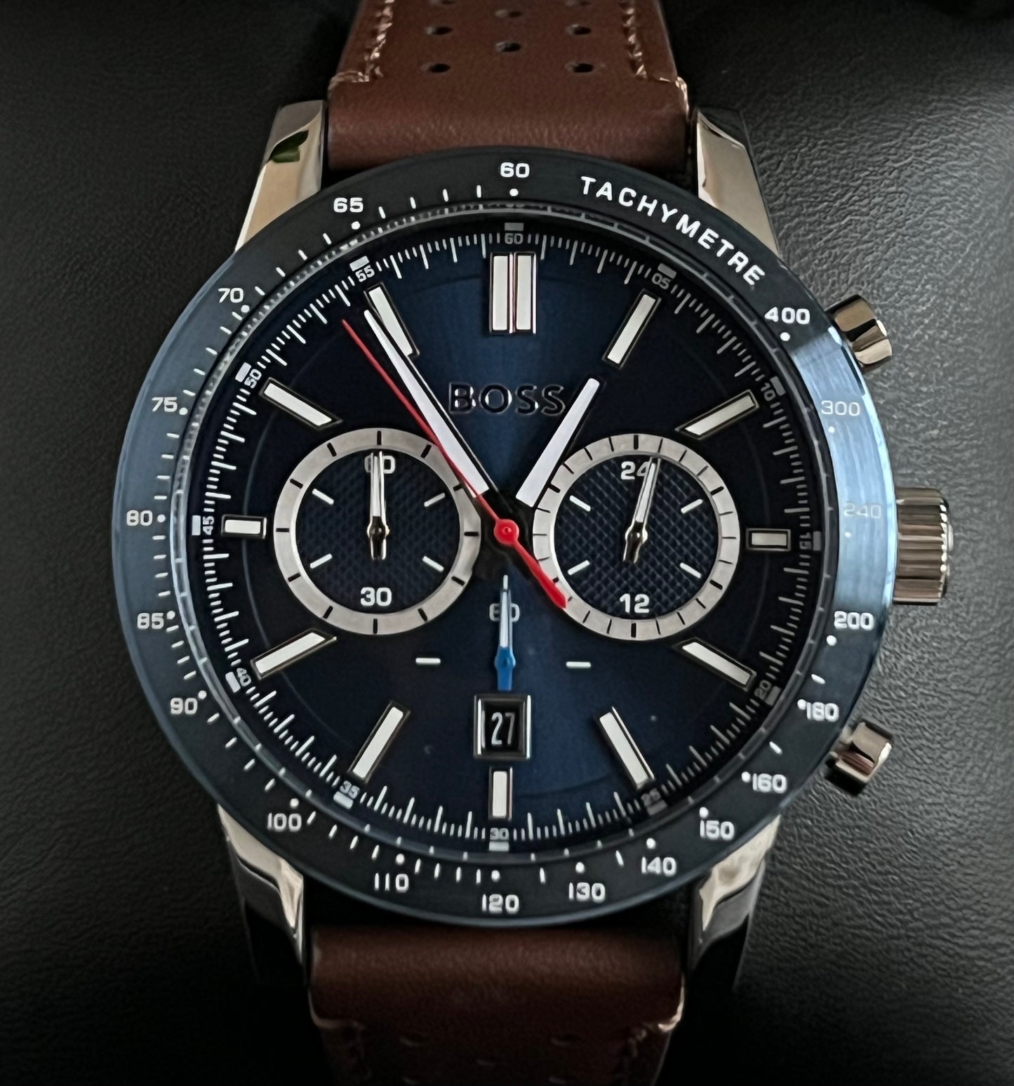 Hugo Boss Men’s Allure Chronograph Leather Strap Watch