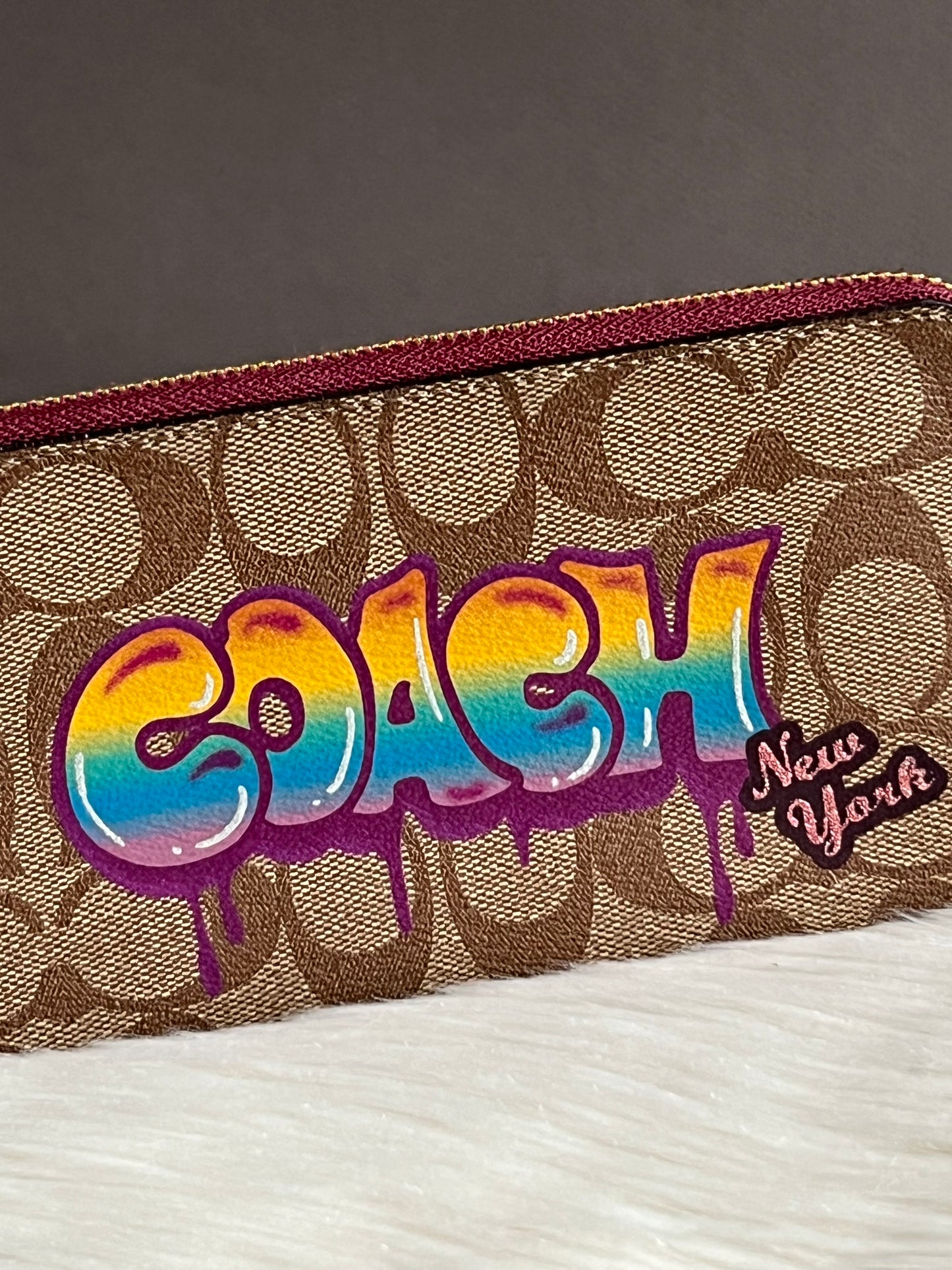 Coach Accordion Zip Around Wallet In Signature Canvas with Graffiti