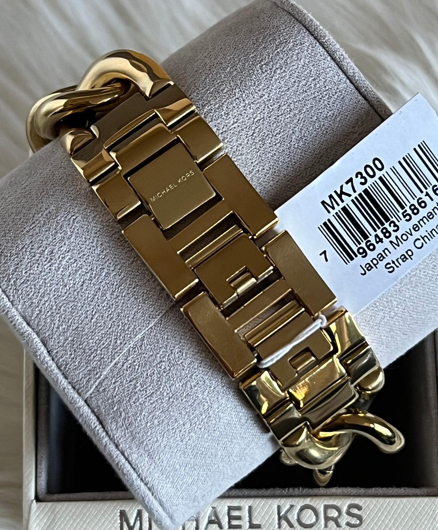 Michael Kors Women’s Oversized Emery Pavé Gold-Tone Curb Link Watch