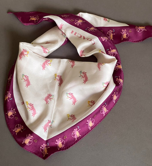 Coach Party Pig Silk Diamond Scarf