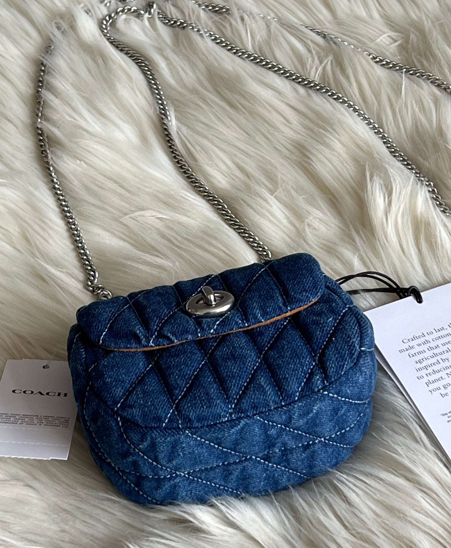 Coach Denim Quilted Turnlock Card Case