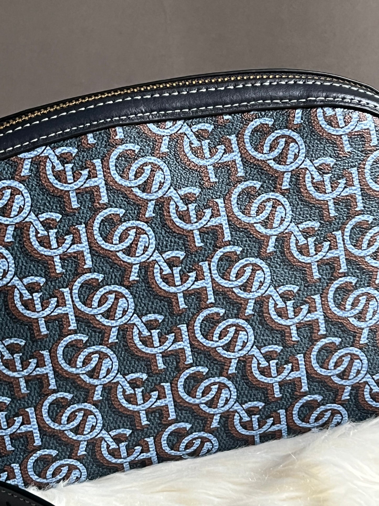 Coach Madi Crossbody with Navy Blue Canvas and Leather Monogram Print