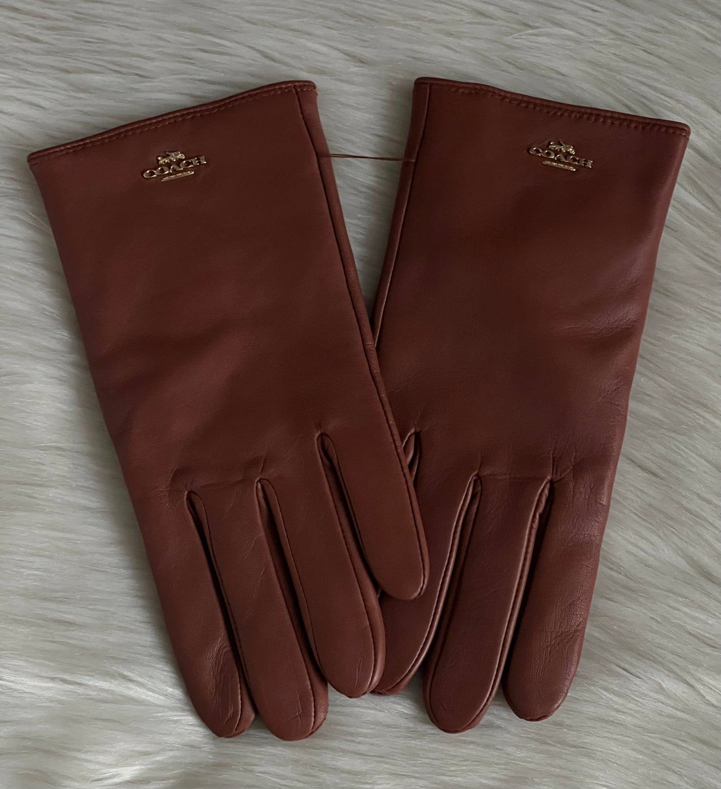 Coach Plaque Leather Tech Gloves