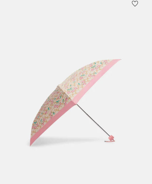 Coach UV Protection Mini Umbrella in Signature Heart Cherry Print