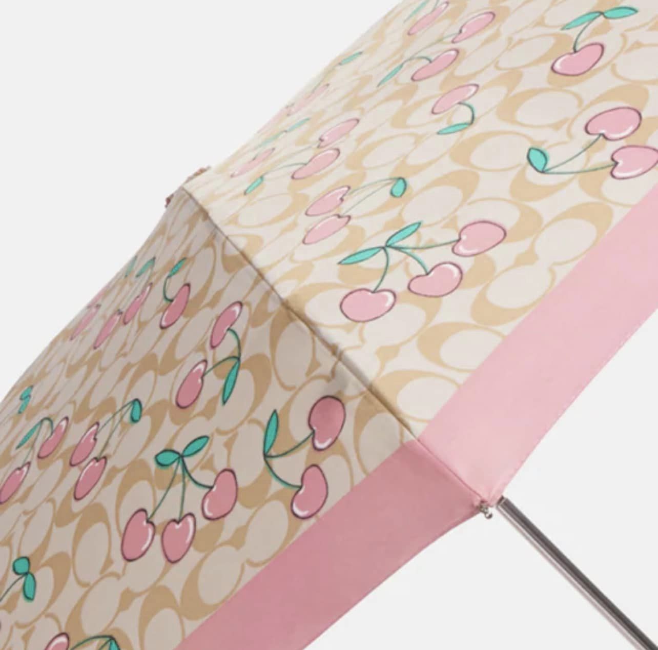 Coach UV Protection Mini Umbrella in Signature Heart Cherry Print