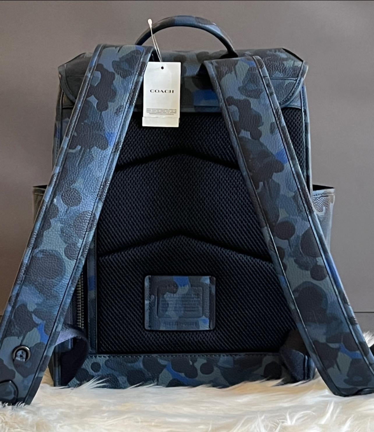 Coach League Flap Backpack with Camo Print