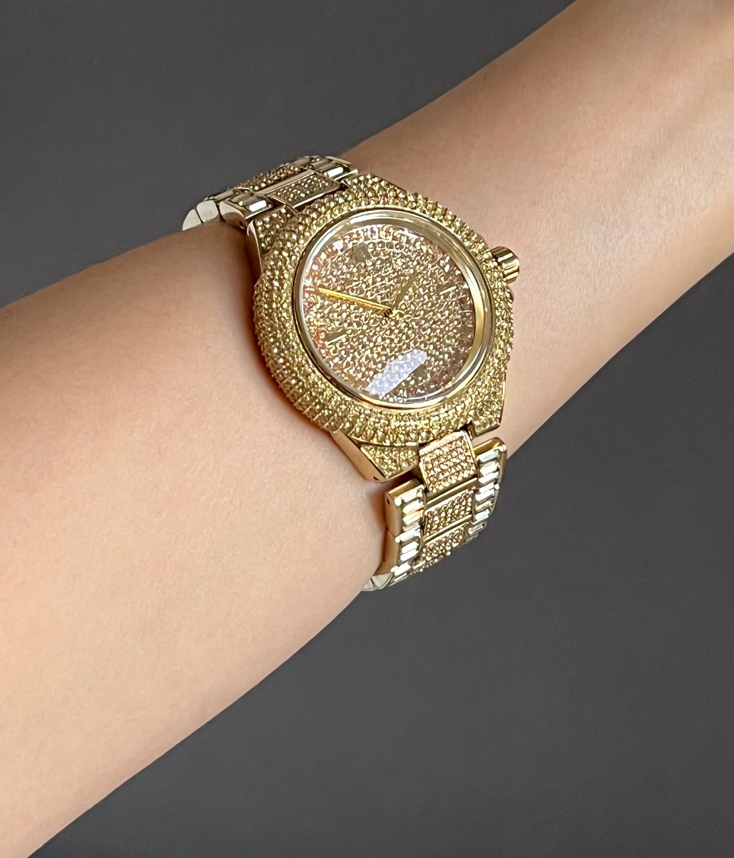Michael Kors Women’s Oversized Camille Pavé Gold-Tone Watch