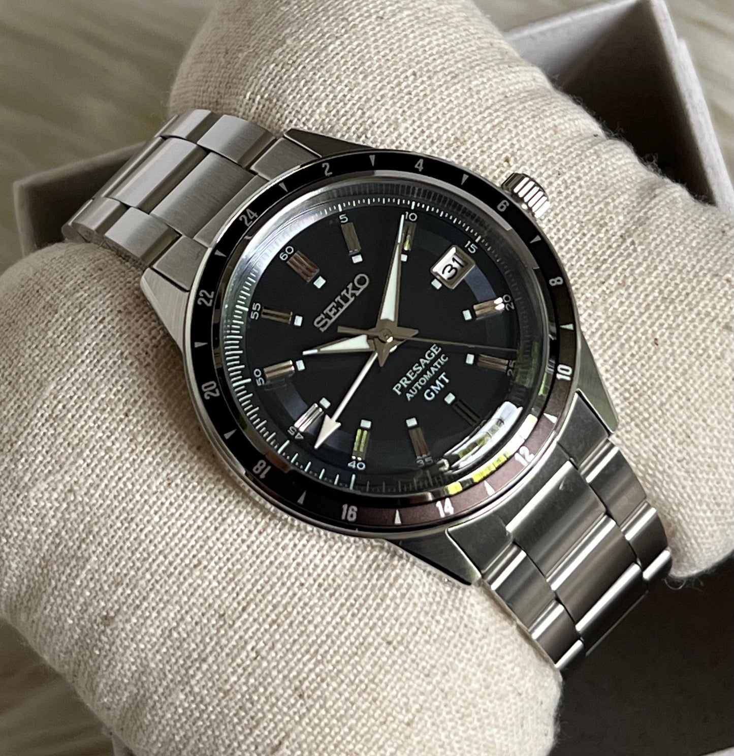 Seiko Men’s Presage Automatic GMT Watch