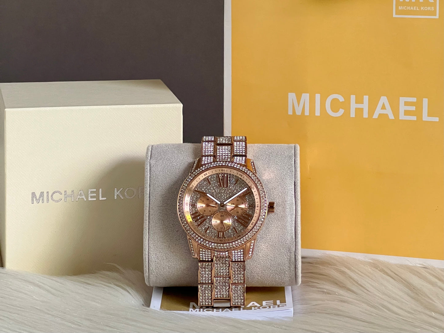Michael Kors Bradshaw Rose Gold Pave Glitz Crystal Watch