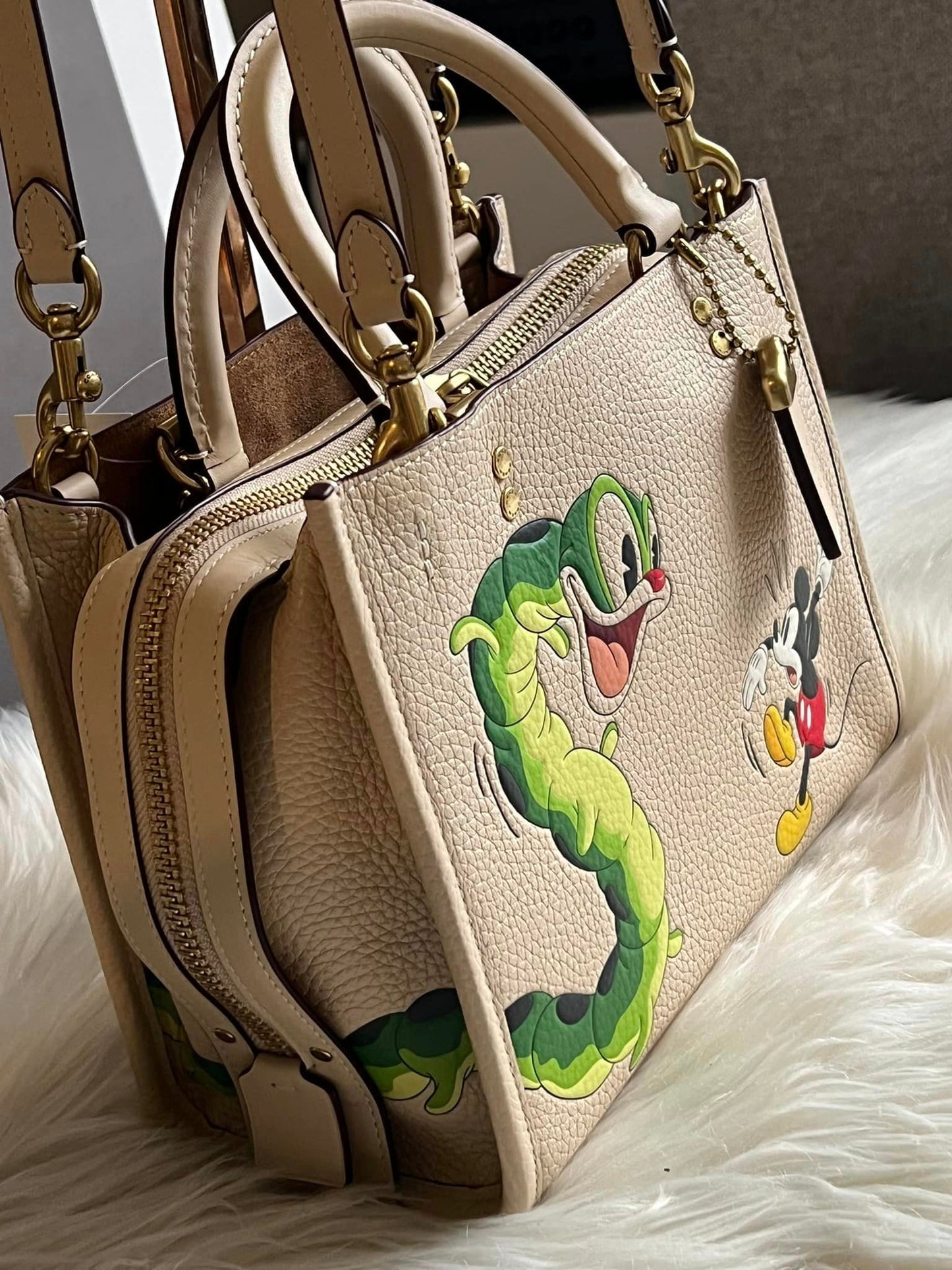 Disney X Coach Rogue 25 in Regenerative Leather with Mickey Mouse and Caterpillar