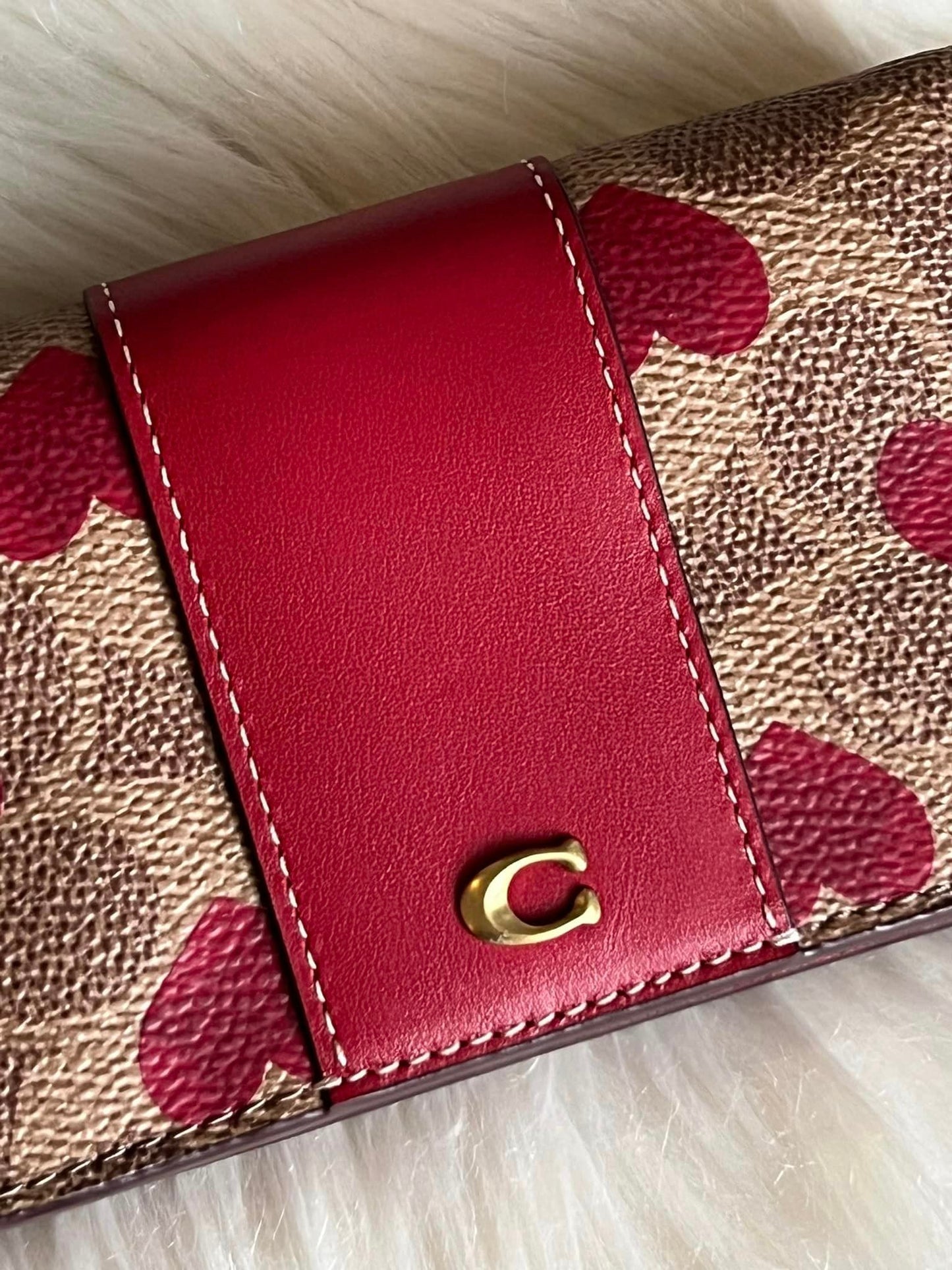 Coach Slim Card Case in Signature Canvas with Heart Print