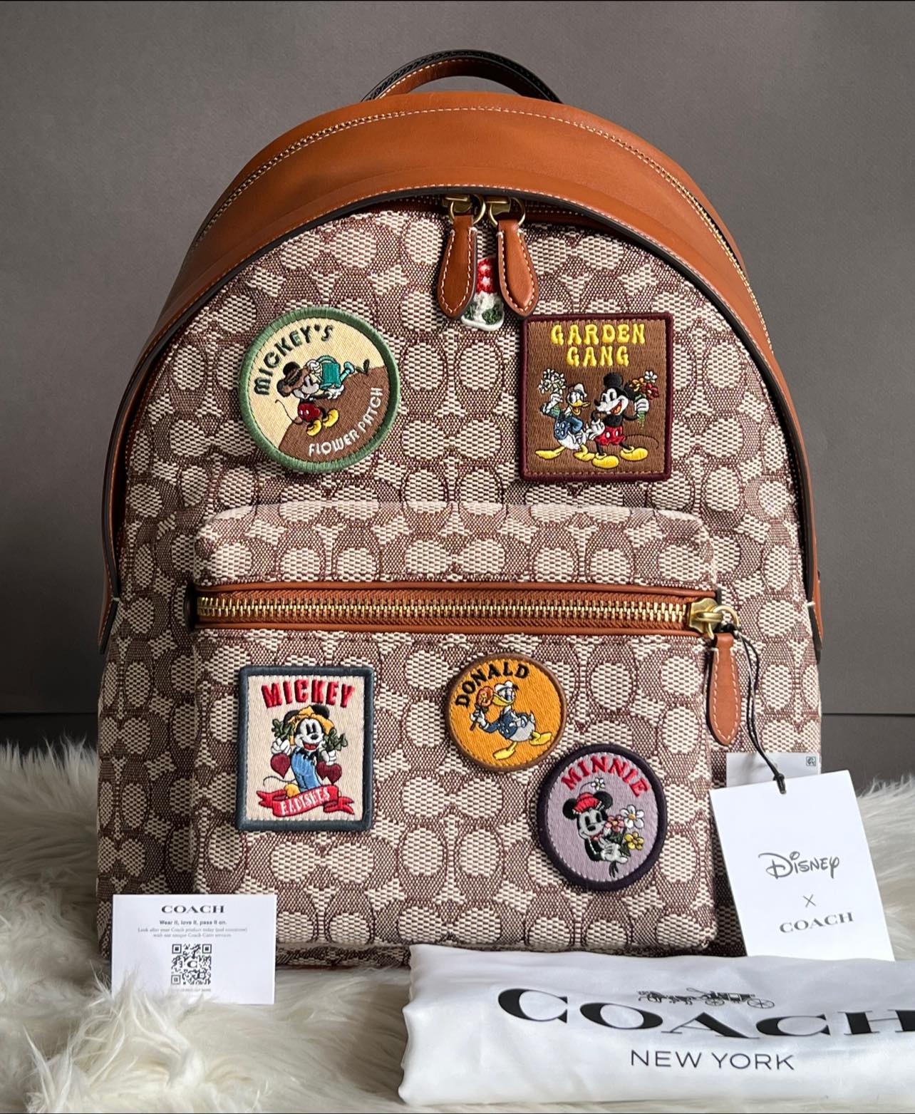 Disney X Coach Charter Backpack in Signature Textile Jacquard with Patches