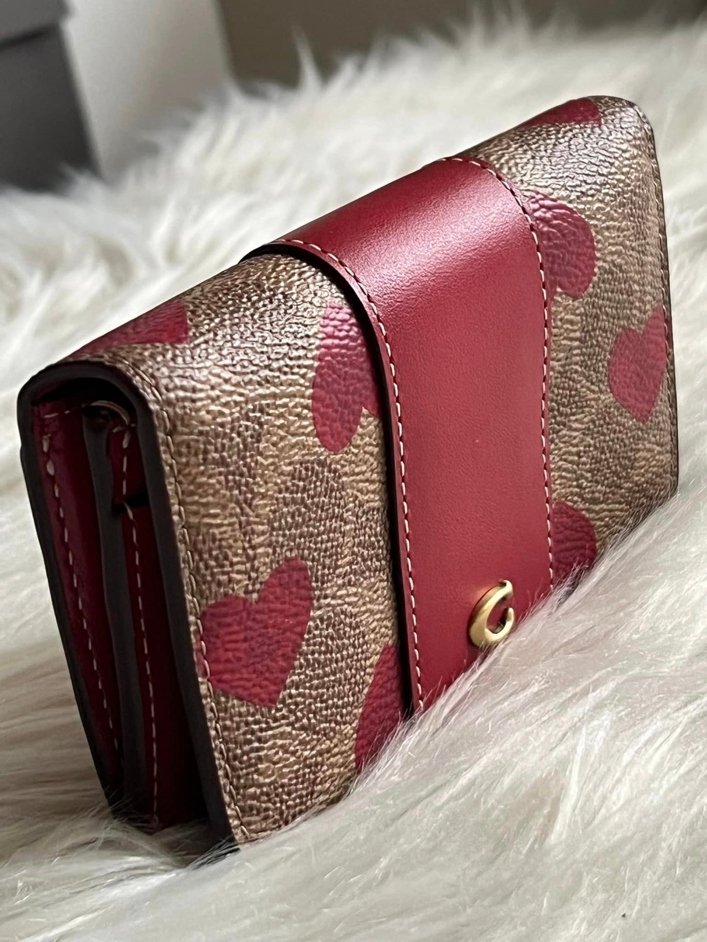 Coach Slim Card Case in Signature Canvas with Heart Print